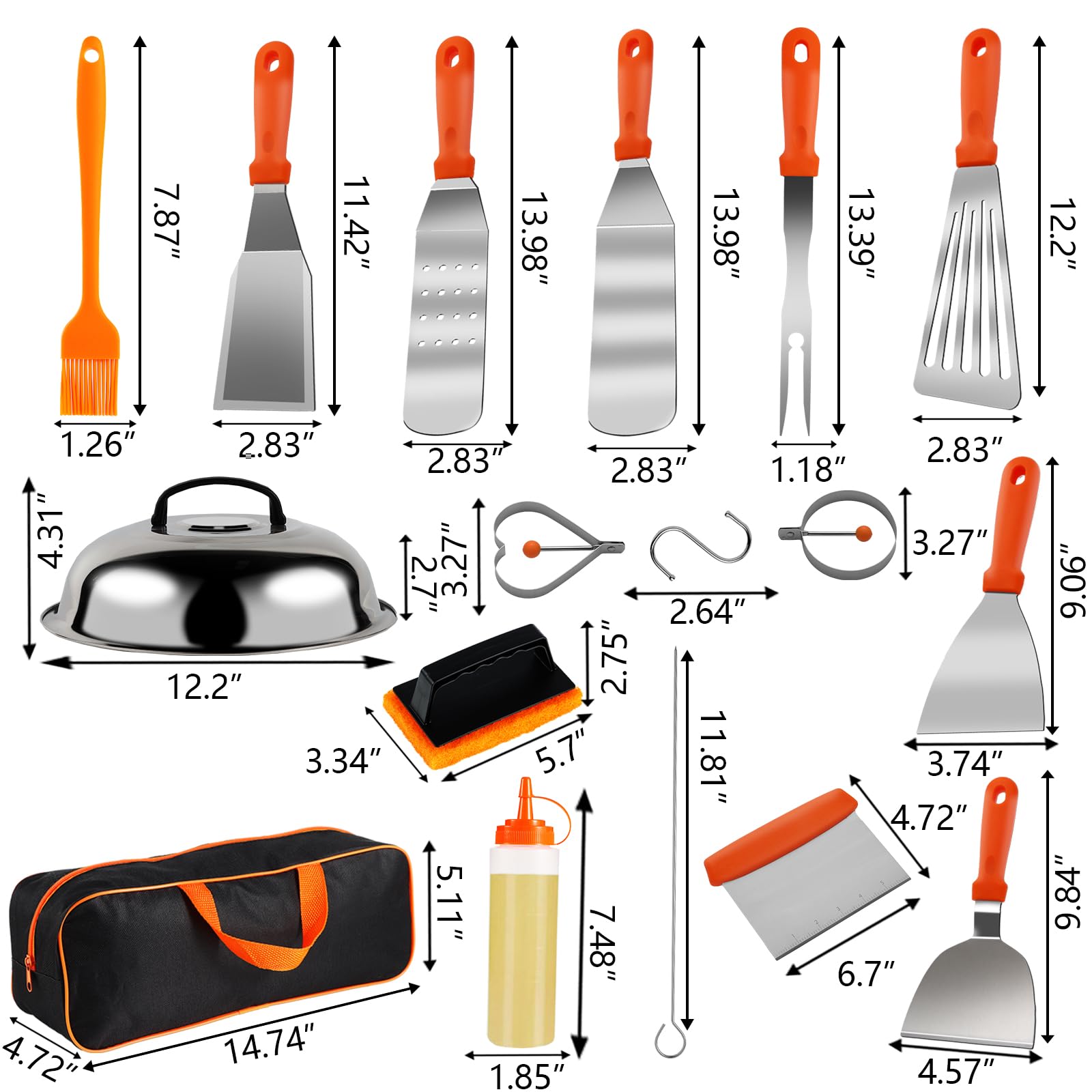Blackstone Griddle Accessories Kit, 27Pcs Flat Top Grill Accessories Set For Blackstone And Camp Chef, Spatula, Scraper, Basting